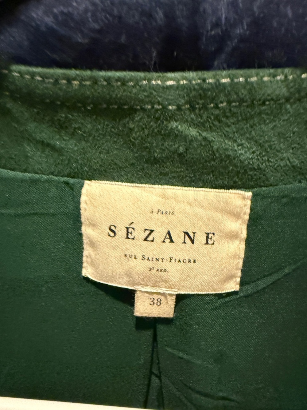 Sezane Blair Jacket Green Suede Vest US6 - Picture 2 of 5